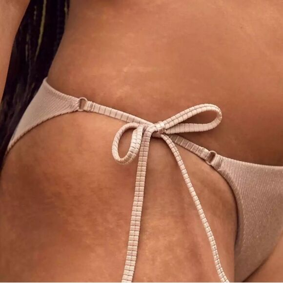 Aerie Ribbed Shine Tie Cheekier Bikini Bottom Size XXL NWT - Picture 2 of 5